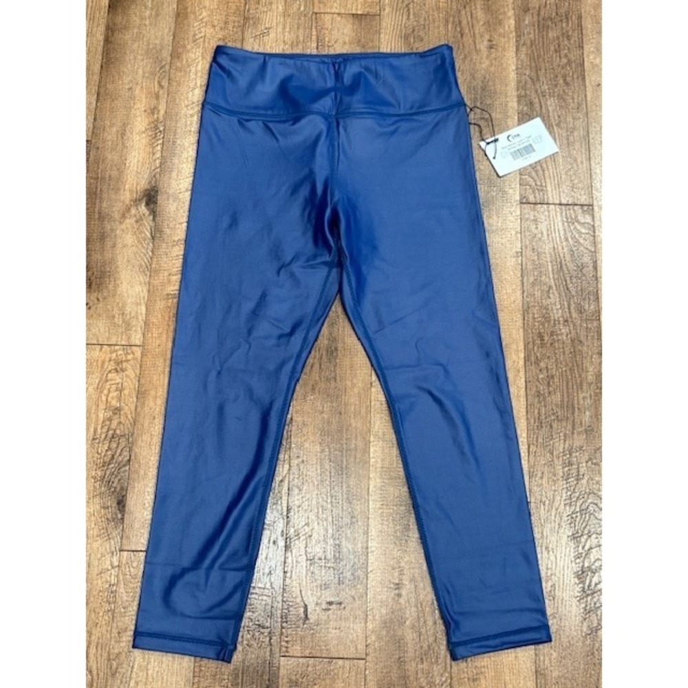 ZYIA Active Blue Metallic Light n Tight Hi-Rise 7/8 Leggings Size 12